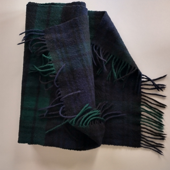 Vintage Scottish tartan scarf, blue/green - Picture 2 of 2